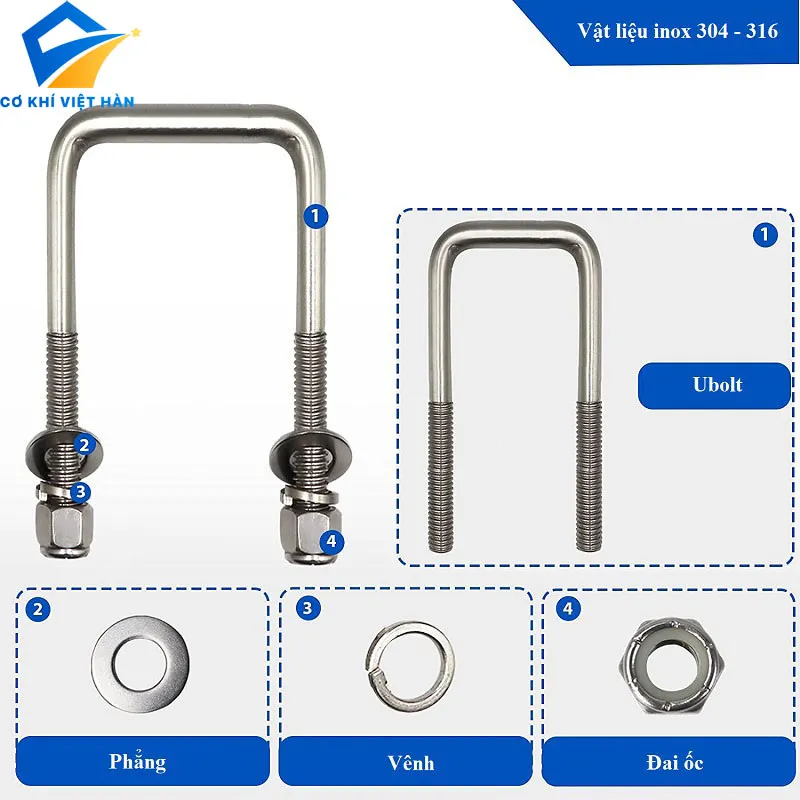 Ubolt Vuông Inox
