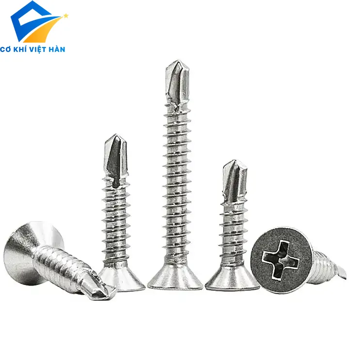 Vít tự khoan inox đầu bằng